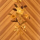 Vintage 1970s wardrobe with floral marquetry, mirrors, and gold details.