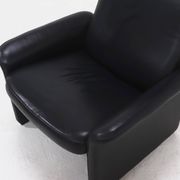 Fauteuil de salon DS50 en cuir noir par De Sede Suisse années 1980