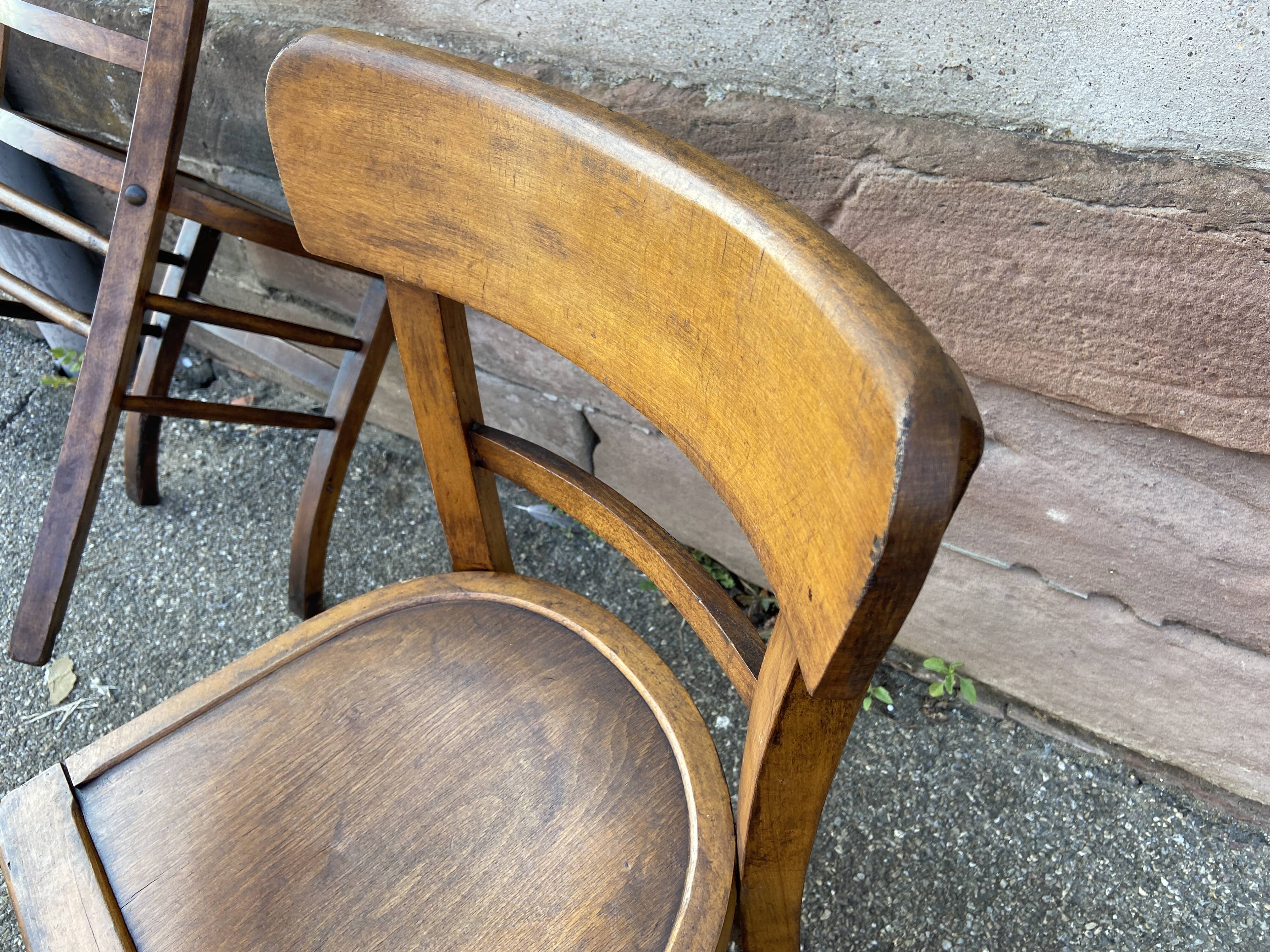 Pair of French bistro chairs vintage meat