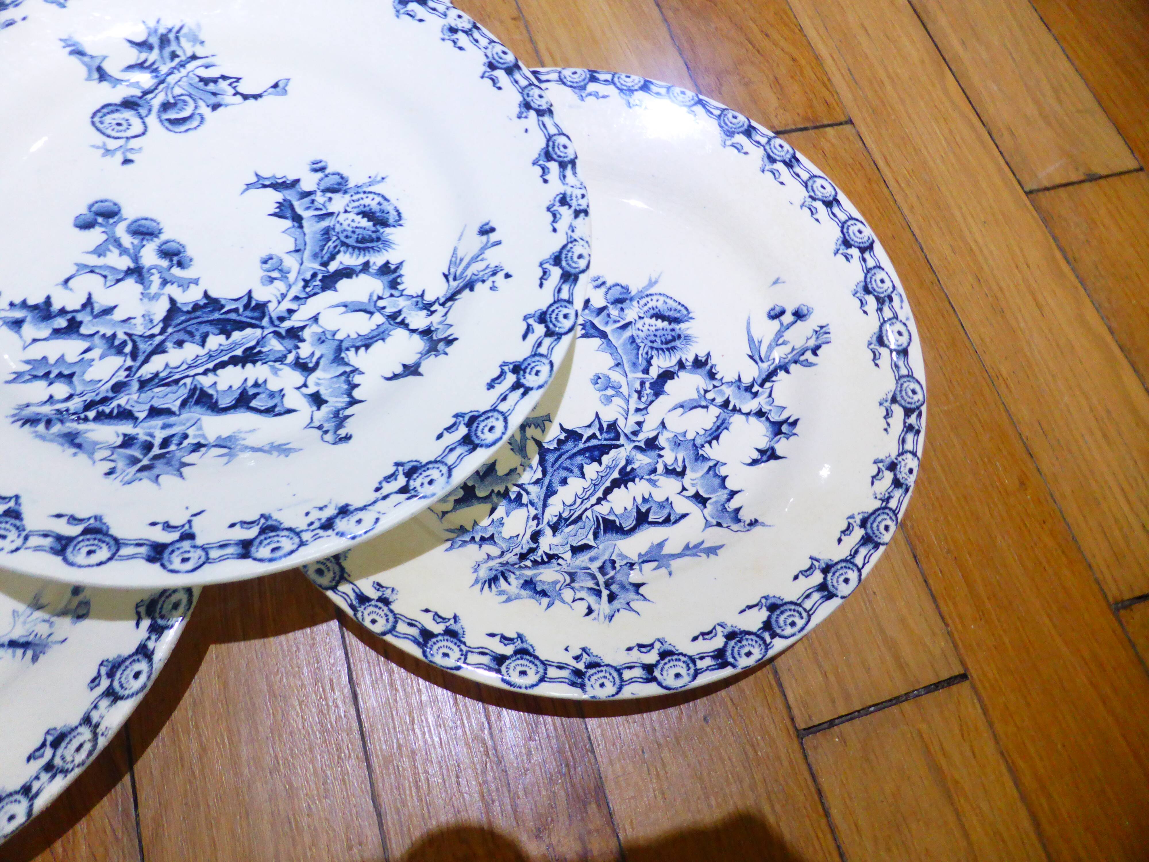 4 Gien flat plates, Chardons service 1