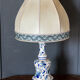 Blue and white ceramic lamp Floral decoration XXth Velvet lampshade