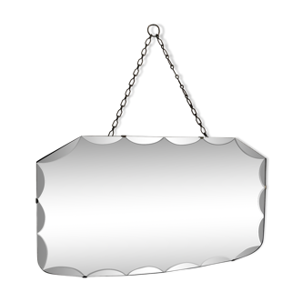 Vintage octagonal bevelled mirror 1930 - 55 x 32 cm