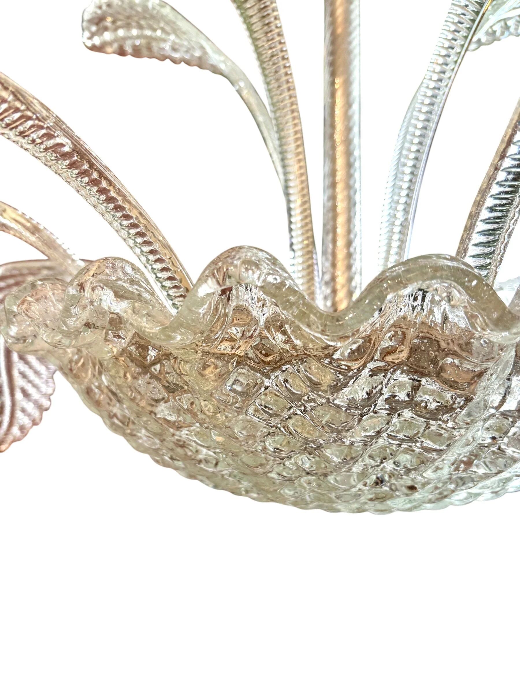 4-light glass chandelier attributed to Murano, 20th century