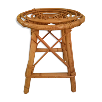 Tabouret en rotin vintage