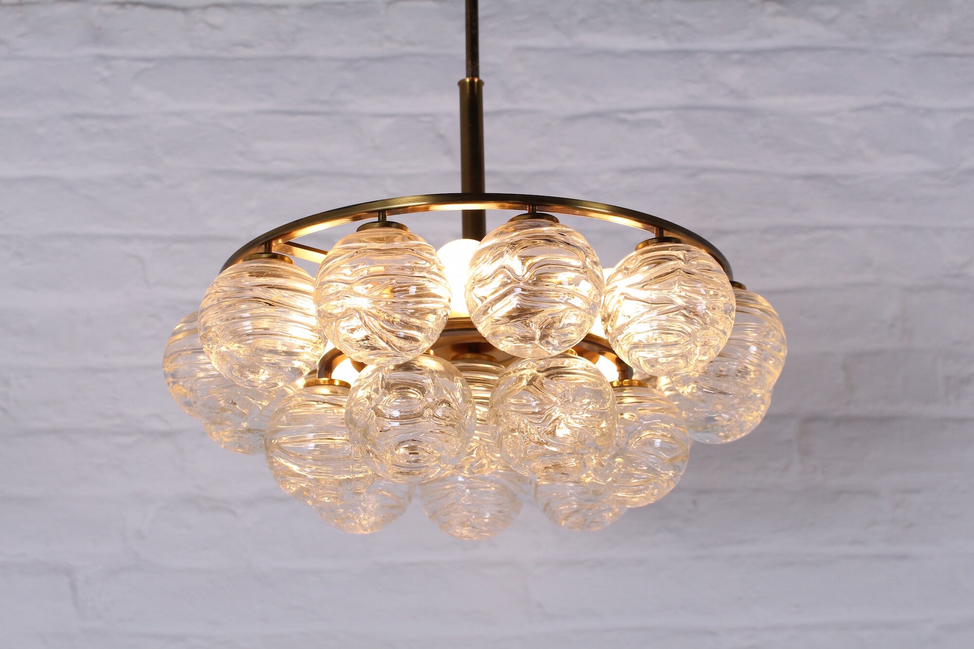 Brass chandelier and glass globes