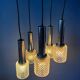 Lampe suspendue en cascade de verre cristal du milieu du siècle