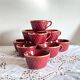 Set of 10 old red and gold ceramic coffee tea cups ACC-7234