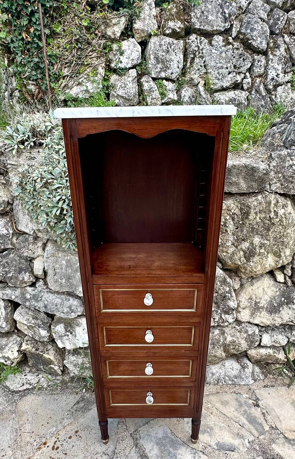 Small Louis XVI style Mahogany and mahogany veneer chiffonier