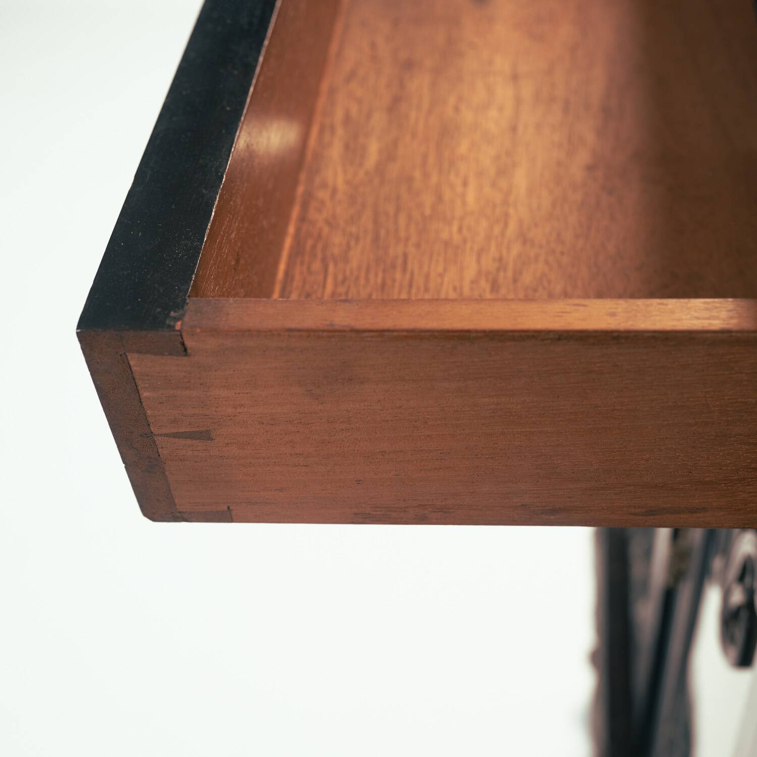 Arts crafts parlour glass display cabinet black ebonised chippendale england