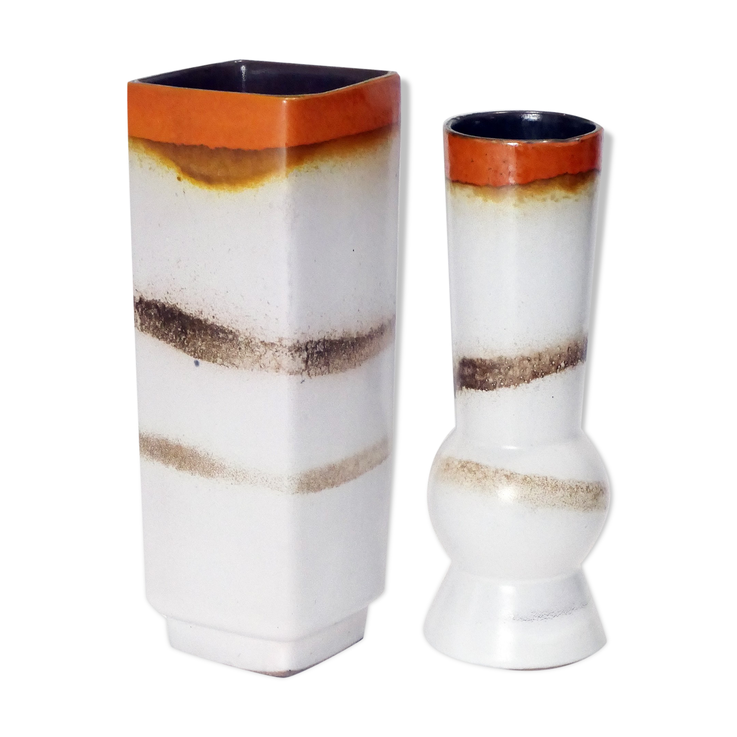 Pair of matching vases 1960's fat lava Germany