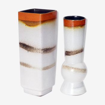 Pair of matching vases 1960's fat lava Germany