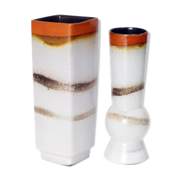 Pair of matching vases 1960's fat lava Germany
