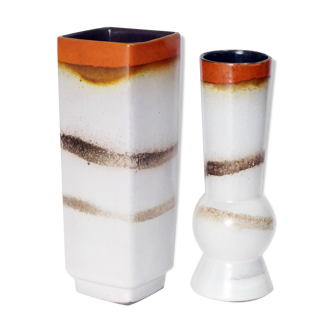 Paire de vases assortis 1960's fat lava Germany