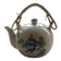 Small vintage ceramic teapot - Floral decoration and rattan handle