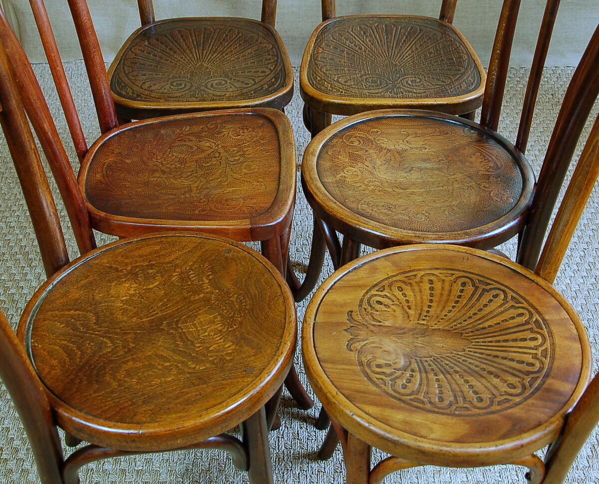 6 chairs bistro Thonet, Kohn, Japy early 20th century