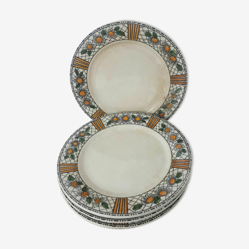 Lot de 6 assiettes à dessert en faïence HBCM modèle Elisabeth