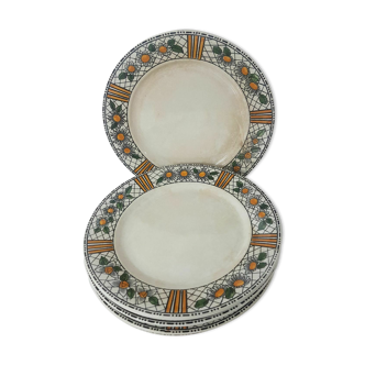Set of 6 dessert plates in earthenware HBCM model Elisabeth
