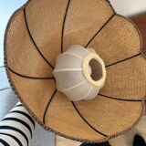 Wooden and rattan pendant light