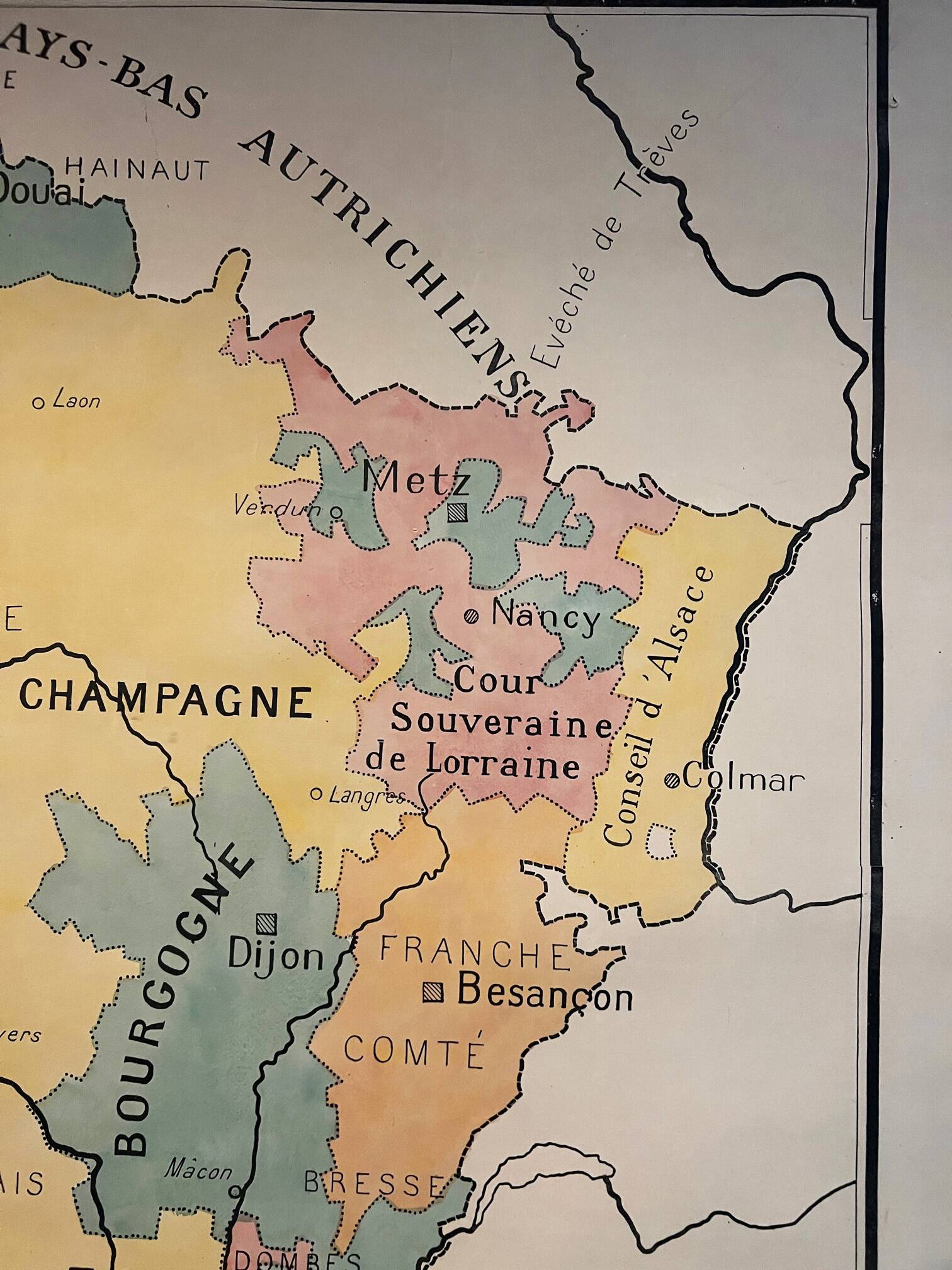 Map of France in 1789 - old school map to hang vintage school poster