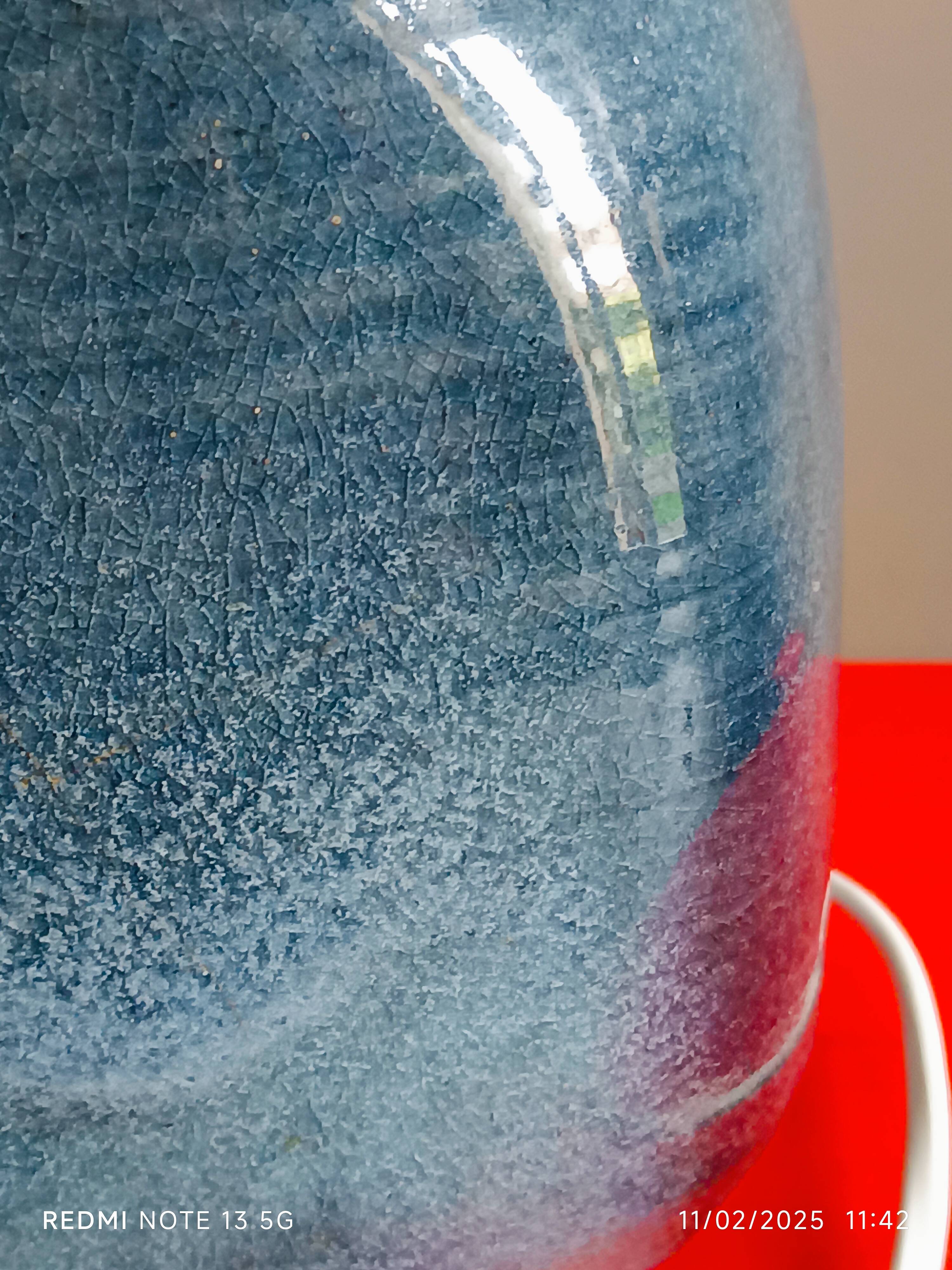 handmade lamp base glazed stoneware 70s blue