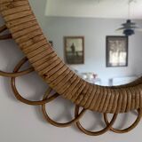 Rattan mirror flower shape