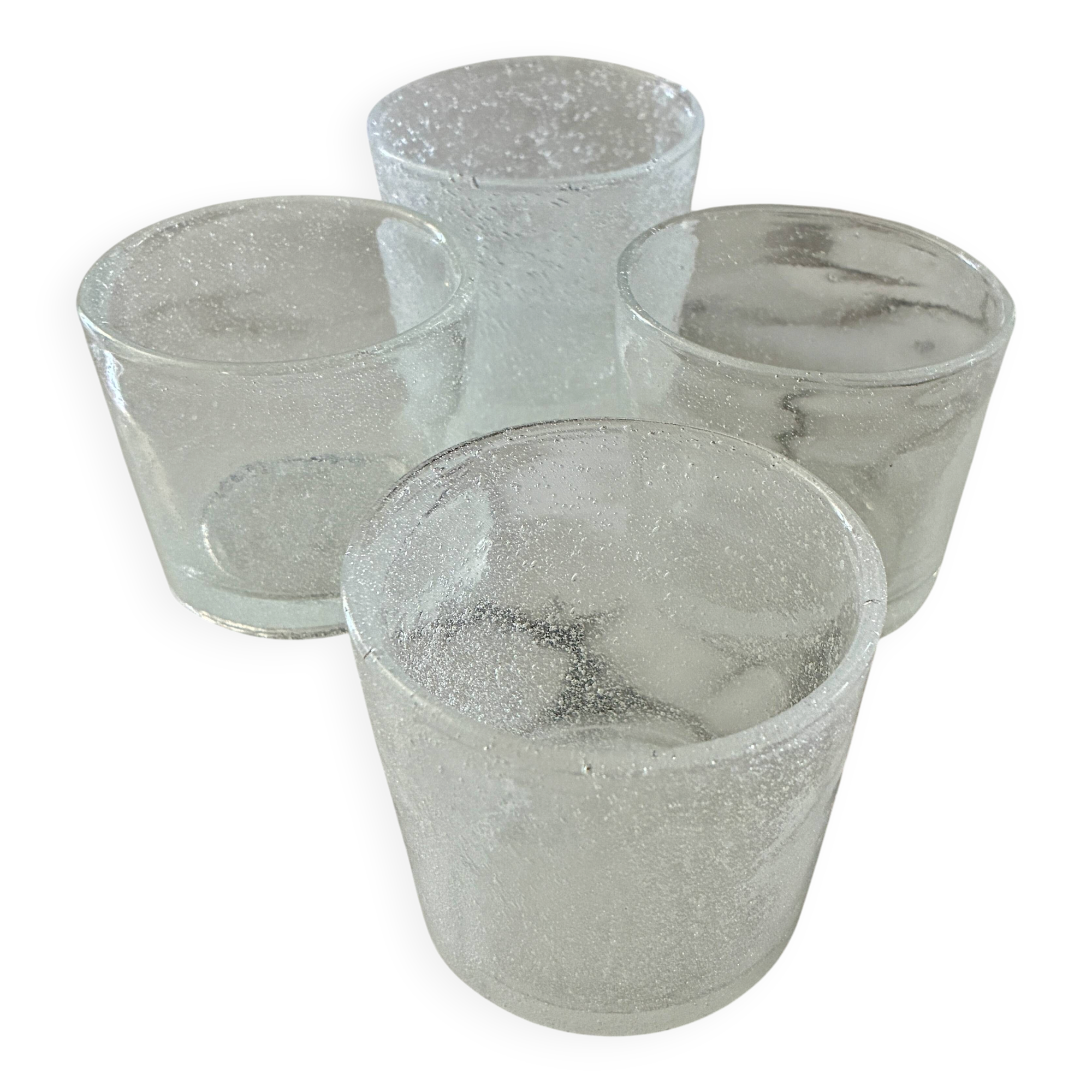 Lot 4 verres verre bullé blancs