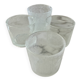 Set of 4 white bubble glass glasses