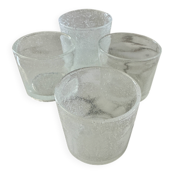 Lot 4 verres verre bullé blancs