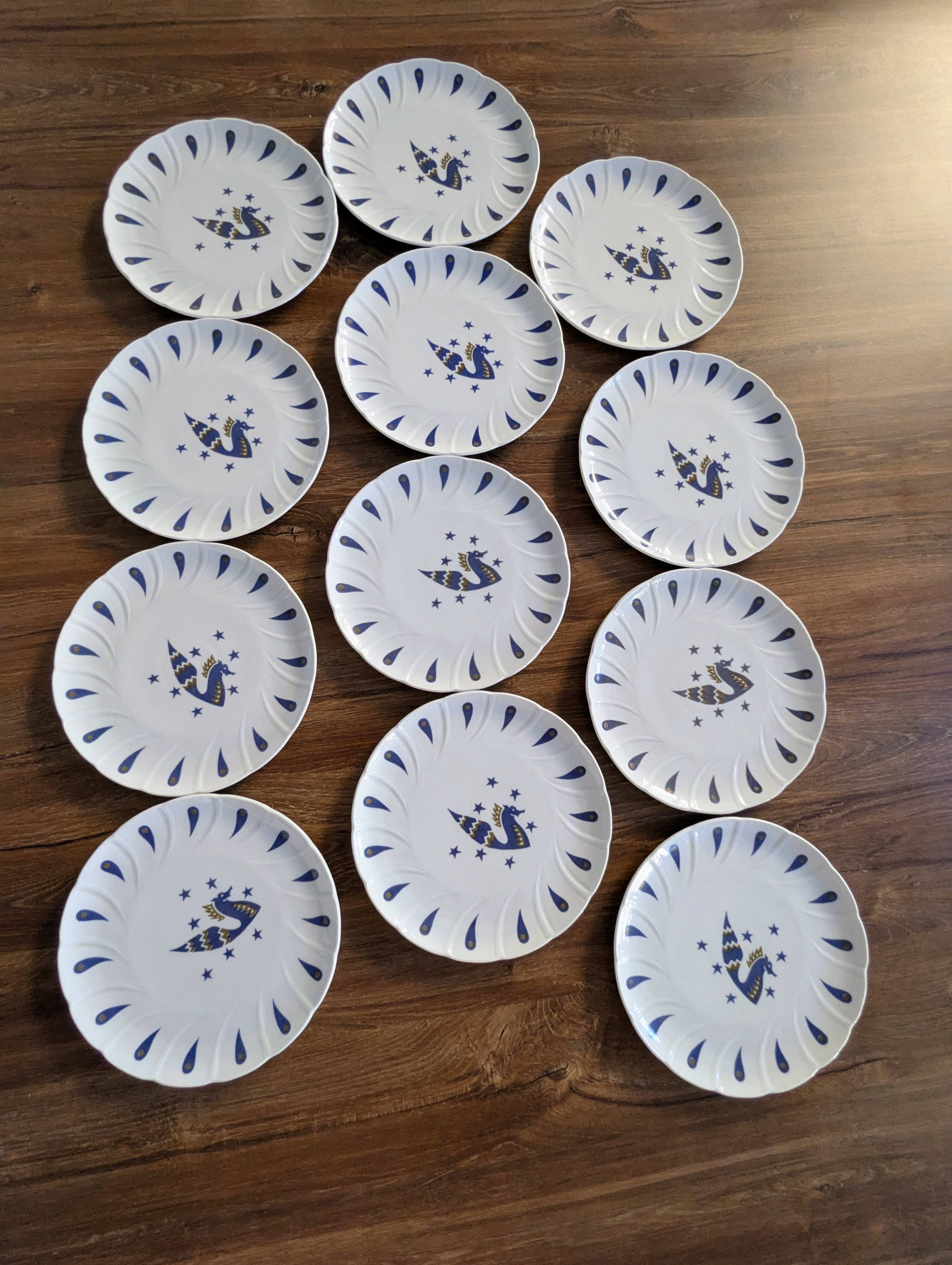 12 assiettes à dessert Air France Bernardaud Limoges décor Jean Picart