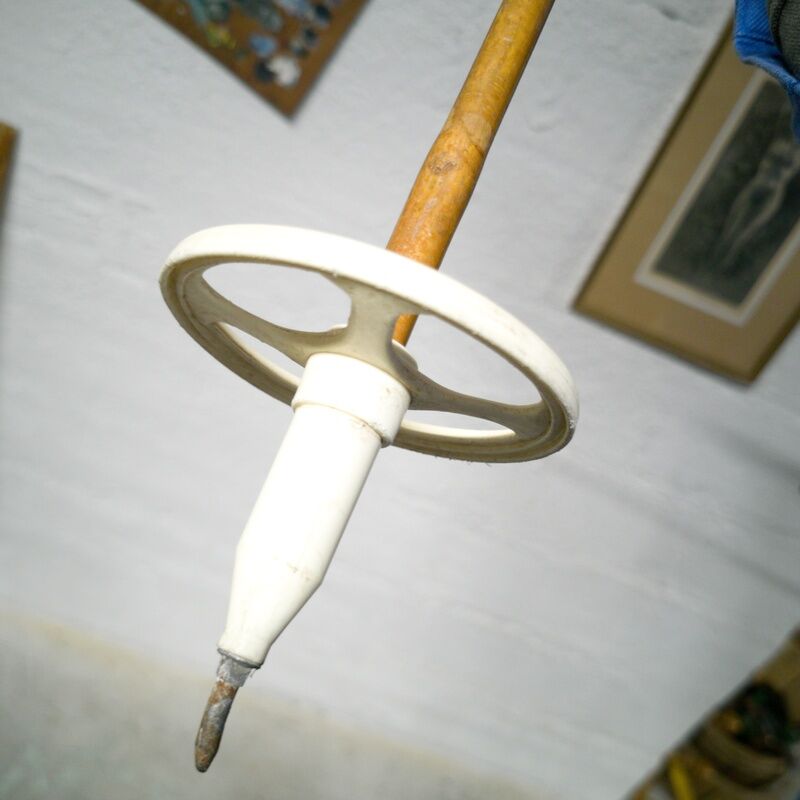 Wooden ski poles
