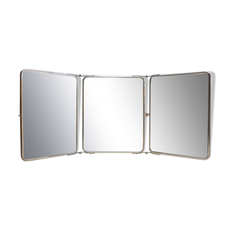 Vintage beveled triptych barber mirror