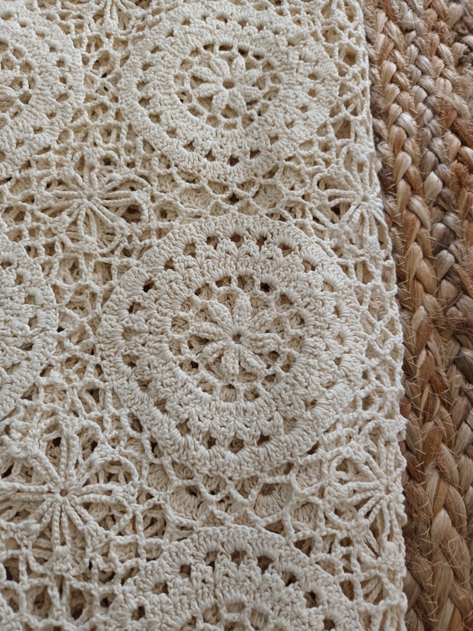 Vintage beige crochet bedspread
