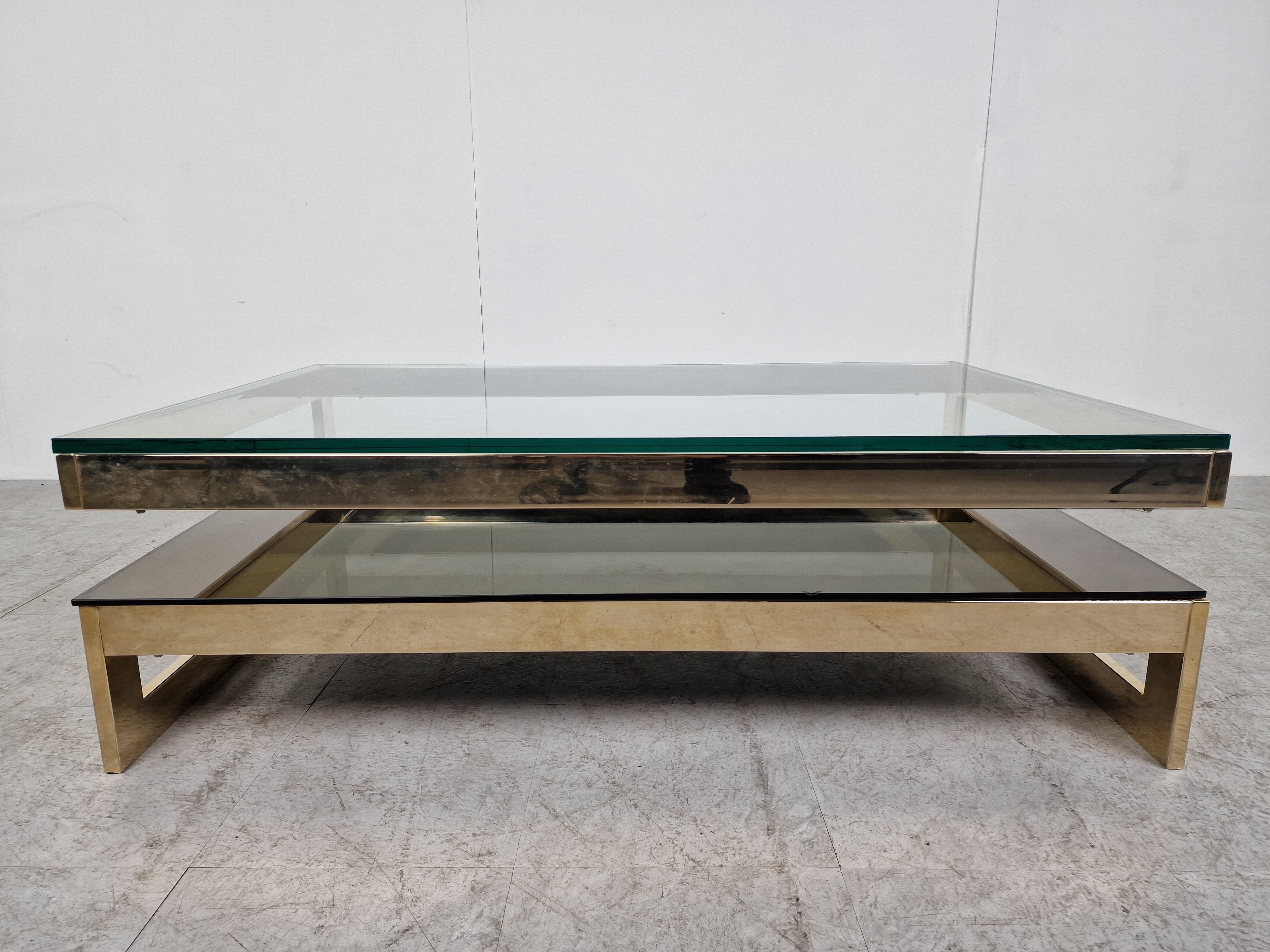 Vintage gold leaf coffee table by Belgochrom, 1970s