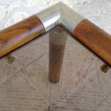 Table design bass, vintage, 70s wood and smoked glass