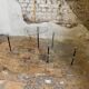 Pair of two 1950s glass and metal coffee tables, in the style of Edoardo Paoli