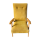 Fauteuil moutarde - bois et velours
