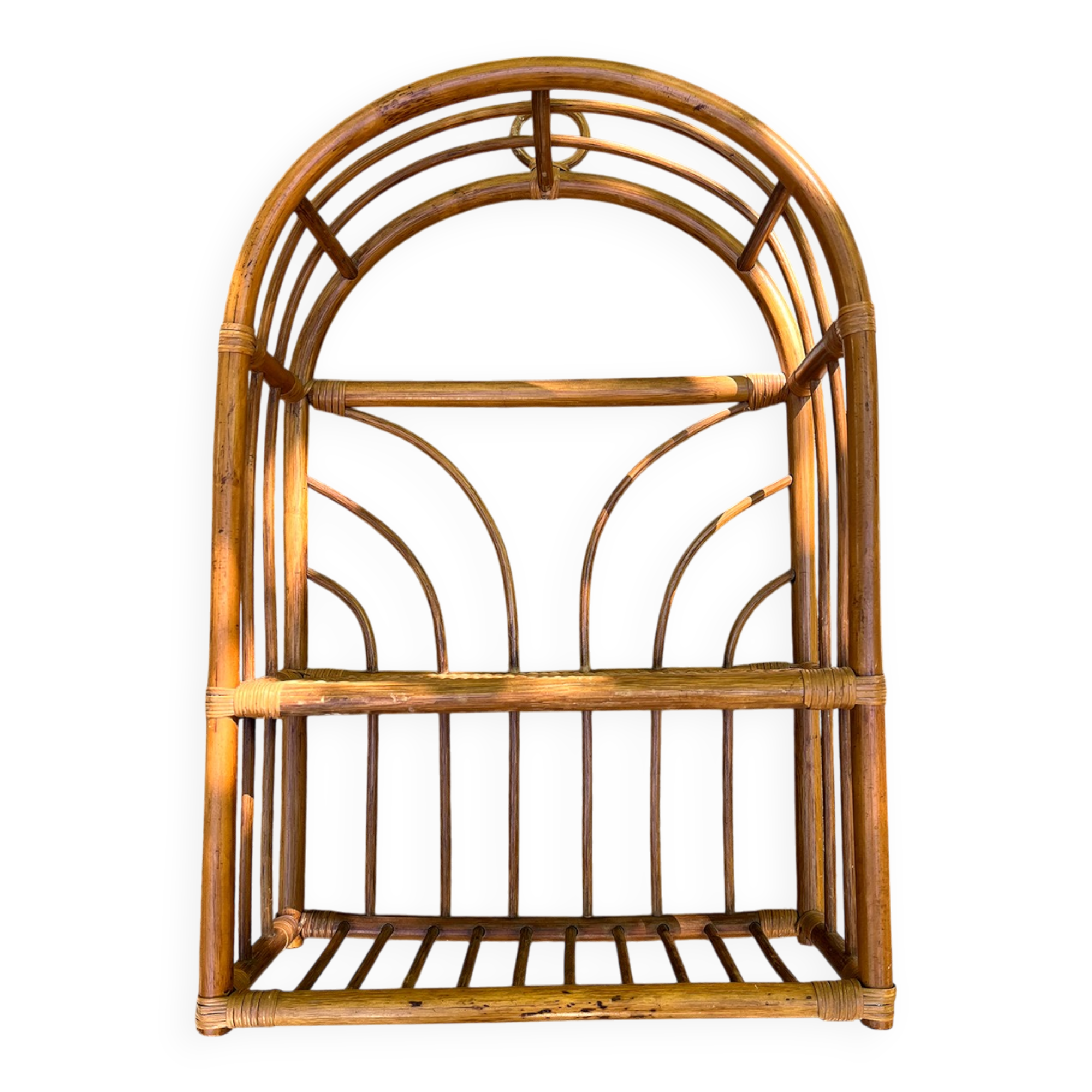 1970s rattan wall shelf