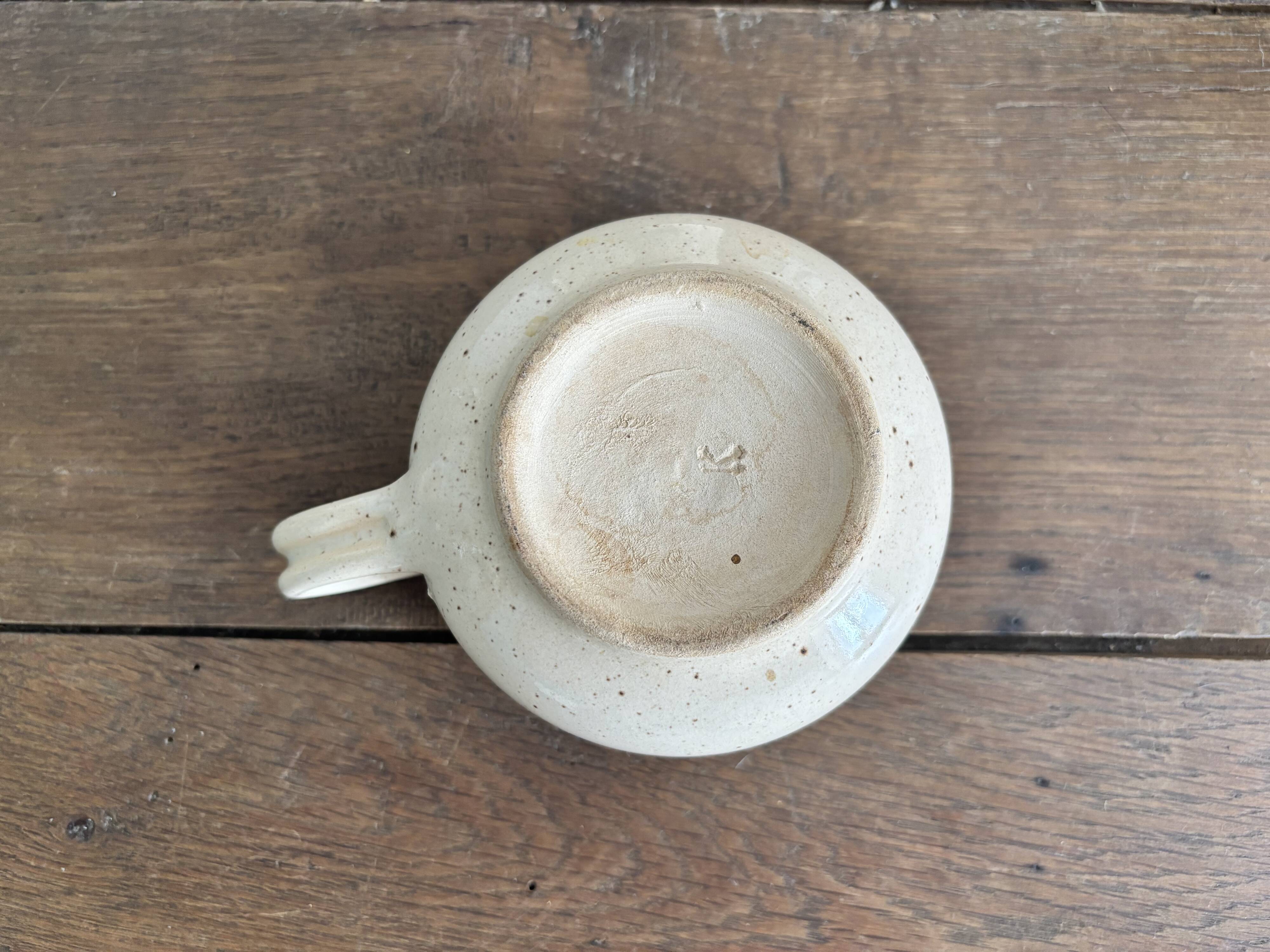 Vintage stoneware set – Botanical decoration / wildflowers – 1970s