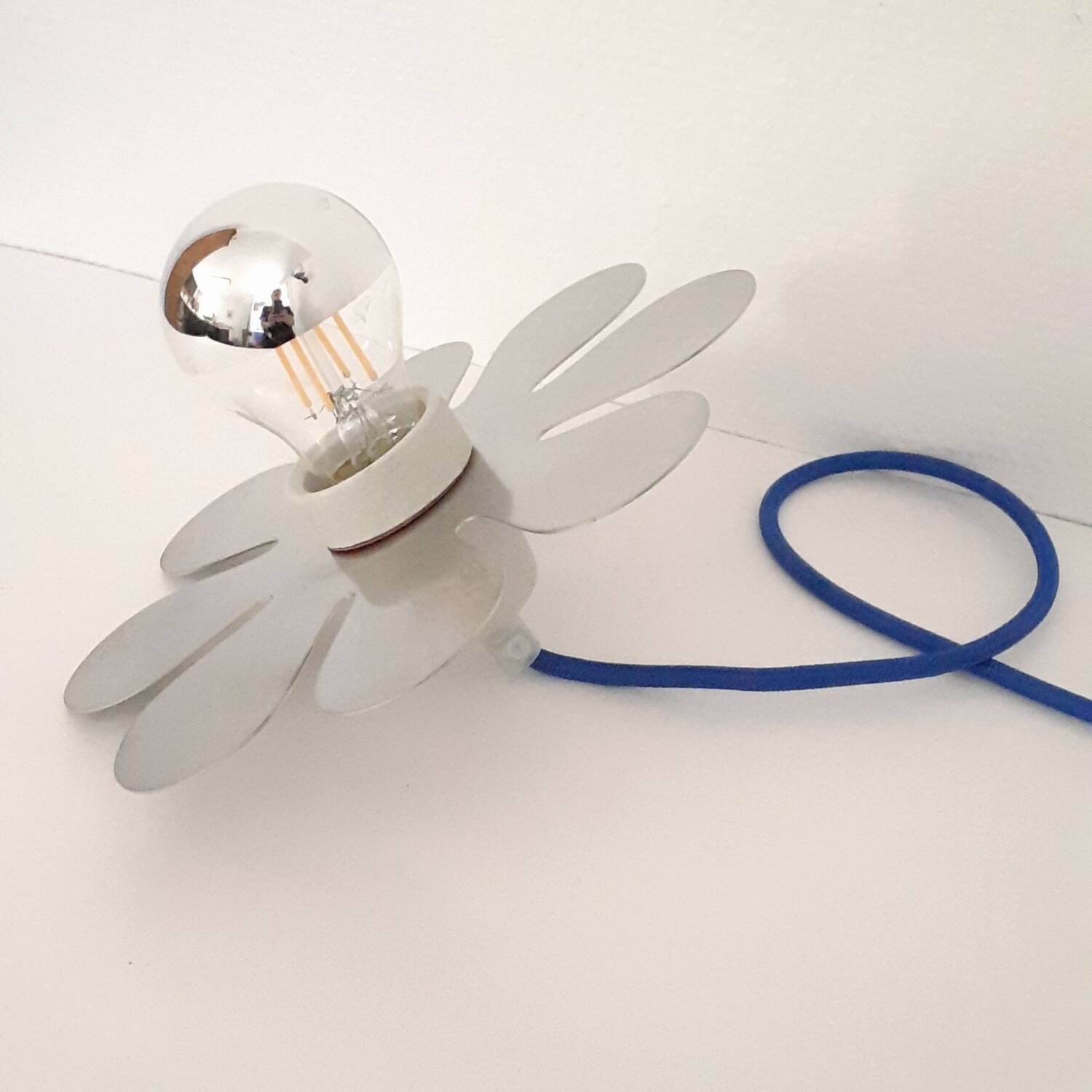 Brushed stainless steel portable lamp