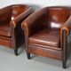 Vintage Dutch Cognac Leather Club Chairs, Set of 2