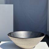 Duo of gray Indonesian ceramic bowls or salad bowls