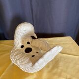Bird dove with flowers in white earthenware from the 60s