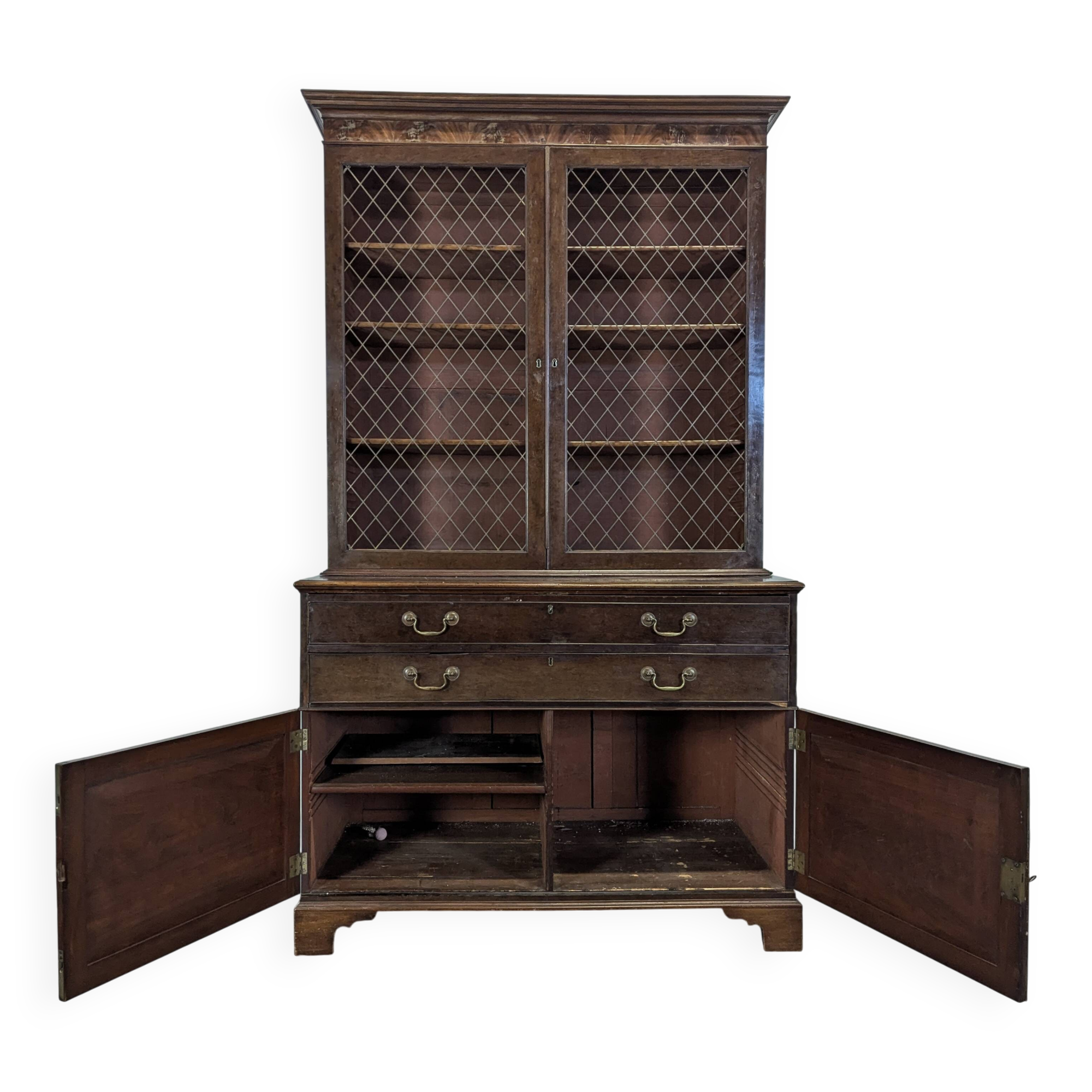 English mahogany writing desk bookcase