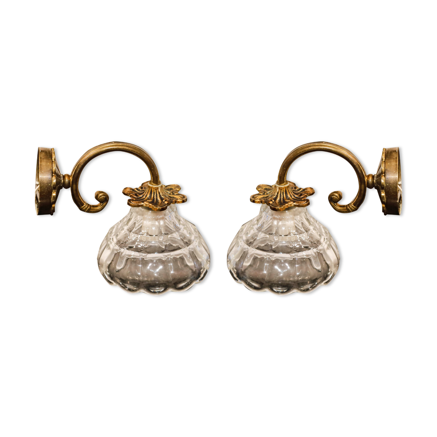 Pair wall light Murano faceted glass