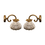 Pair wall light Murano faceted glass