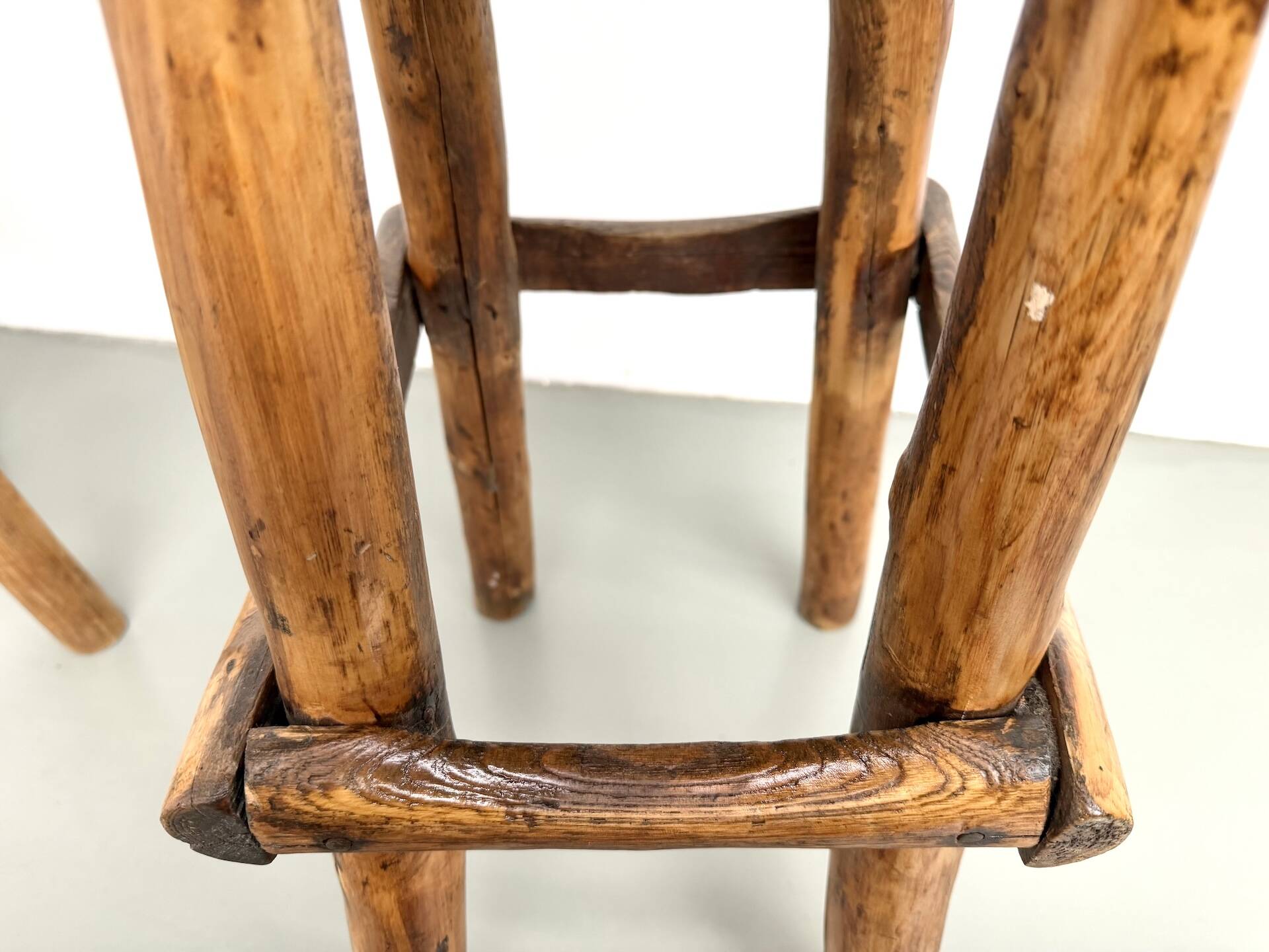 Pair of brutalist bar stools, France, 1950s