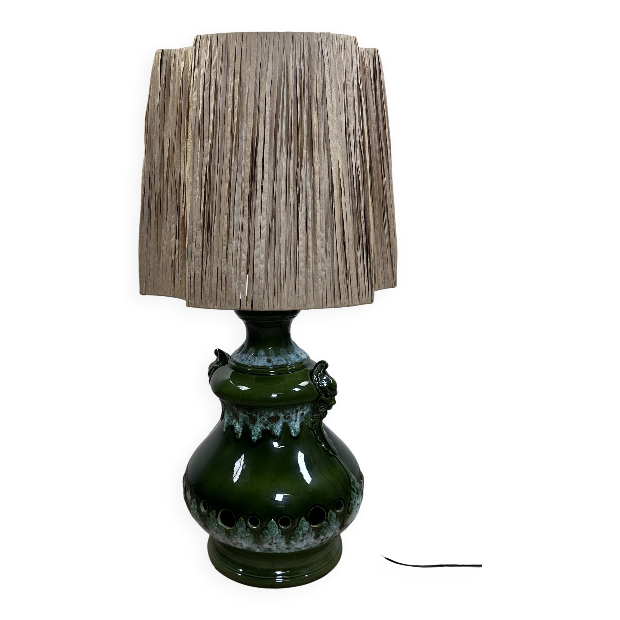 Vintage 1960s shaded green ceramic lamp