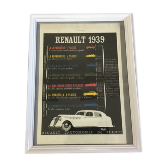 Cadre affiche publicitaire vintage Renault