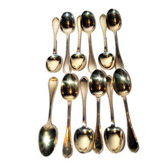 Series of 12 teaspoons in gold on silver - vermeil minerve goldsmith ravinet denfert 1900