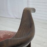 1950s, Danish 3-seater sofa, salmon/pink velour, furniture mesh.